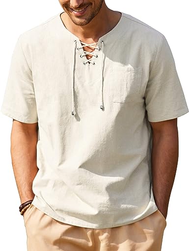 Men's Casual Cotton Linen T Shirt