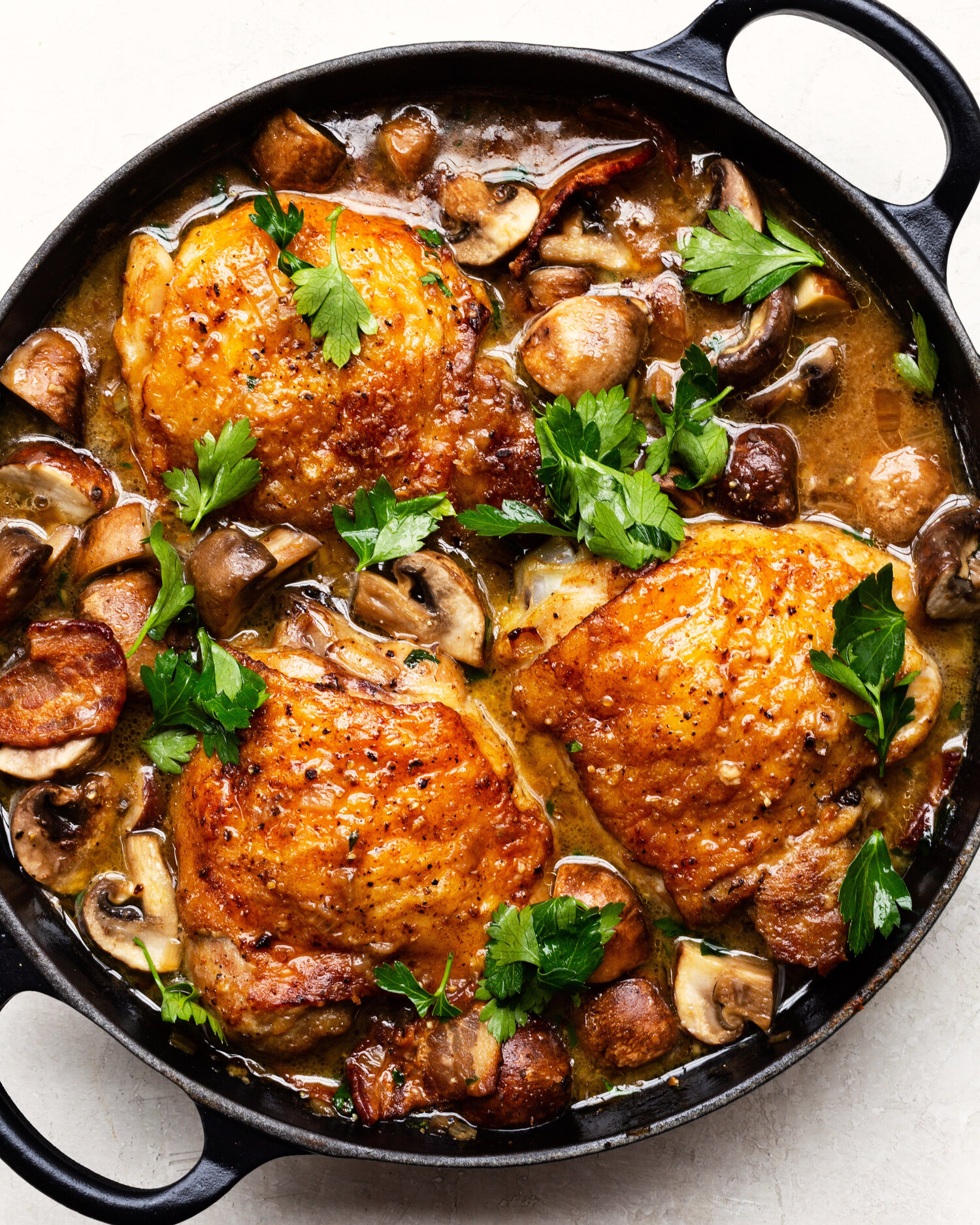 Pan Braised Chicken Mushroom Sauce